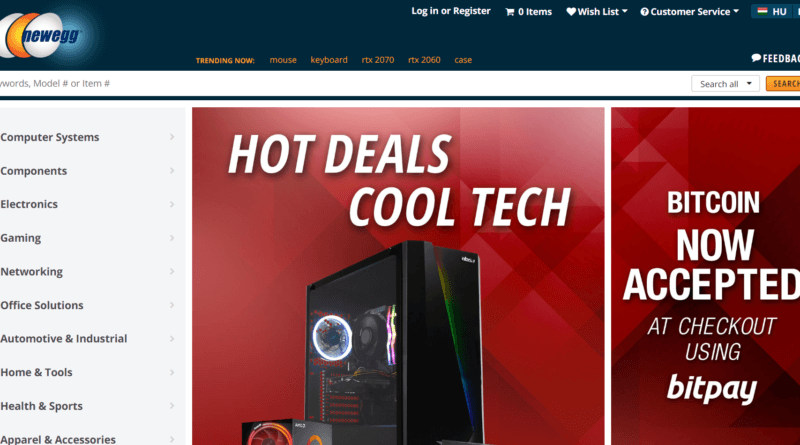 Már Magyarországon is lehet bitcoinnal vásárolni a Newegg webáruházban