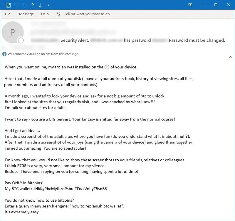 Pornós zsaroló email