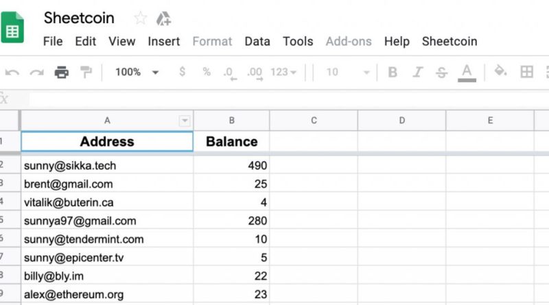 Hackathon nyertese Ethereum pénztárcát kínál a Google Sheets-en