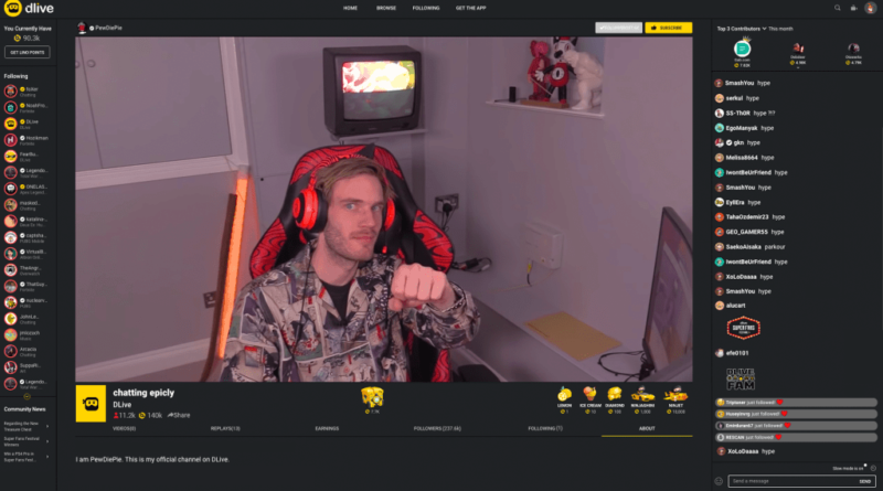 Otthagyta a YouTube-ért PewDiePie a DLive decentralizált videómegosztó platformot