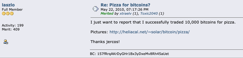 bitcoin egy évvel ezelőtt)