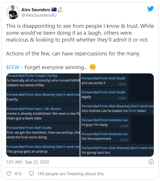 Twitter chatlog FEW token