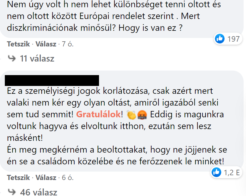 Magyarország oltottak Facebook kommentek