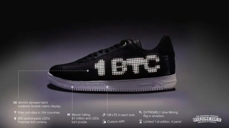 Bitsneaks cipő bitcoin