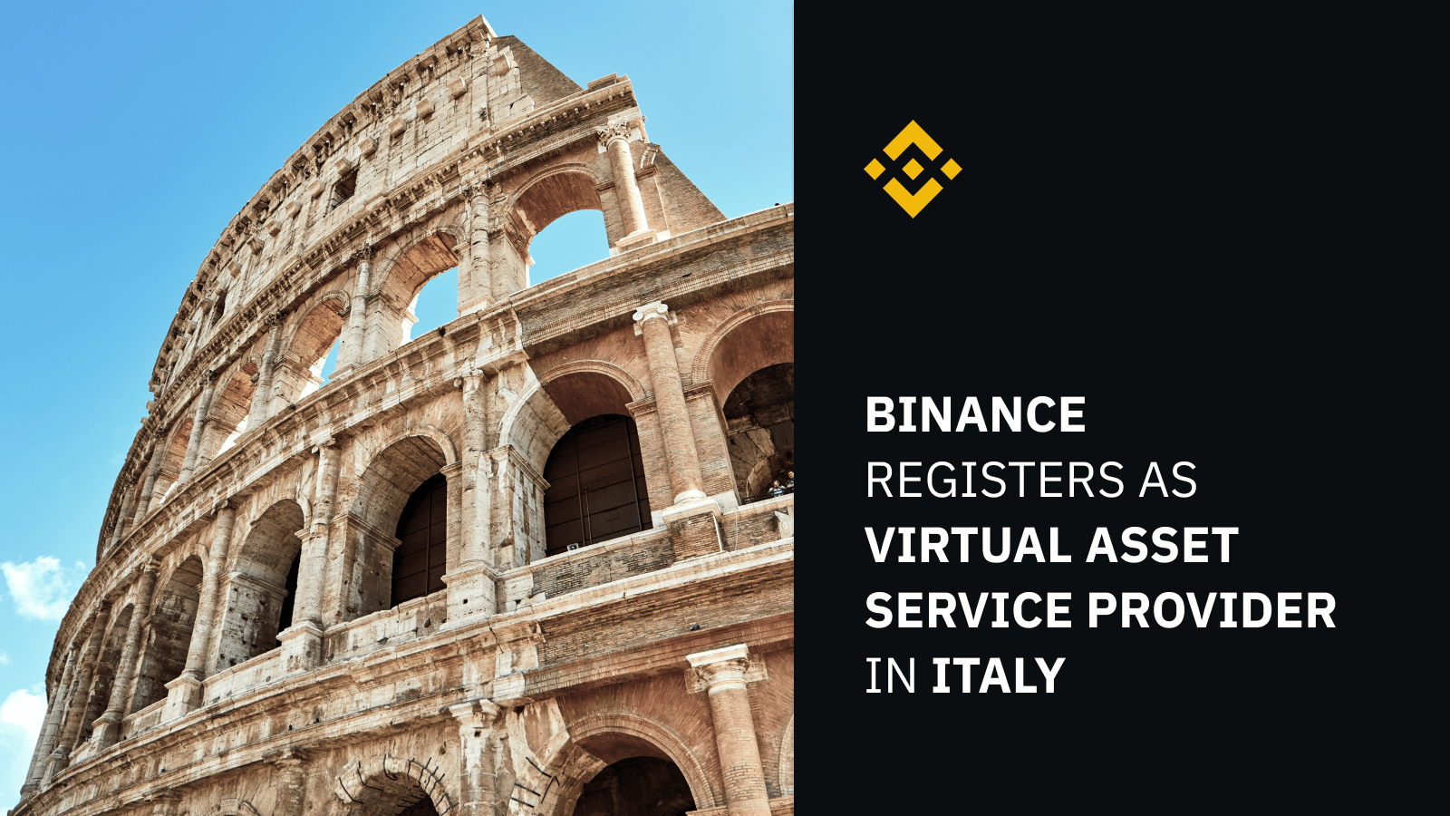 Binance Olaszországban regisztrálták
