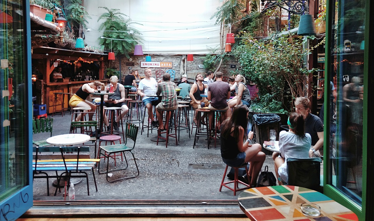 The Famous Szimplakert Ruin Bar, Beer Garden in Budapest, Hungary