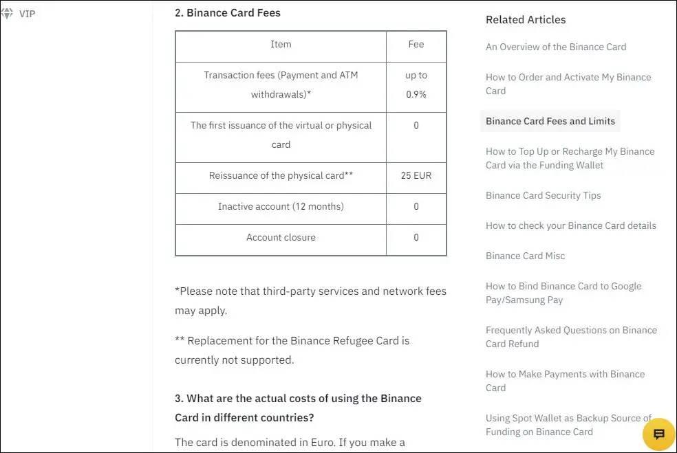 A Binance kártya költségei a cég asztali tőzsdeszoftverében.
