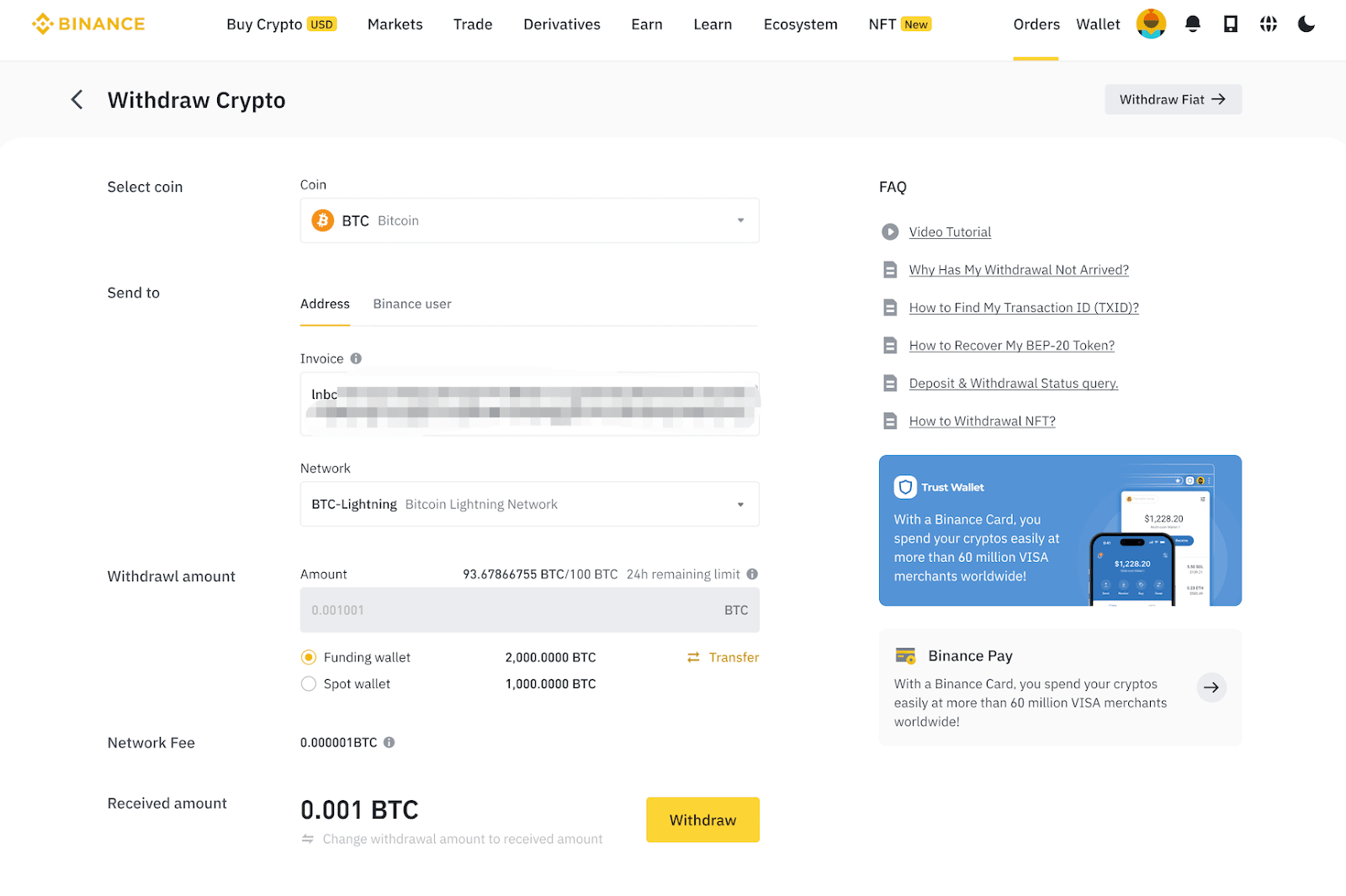 Binance Lightning network kifizetés