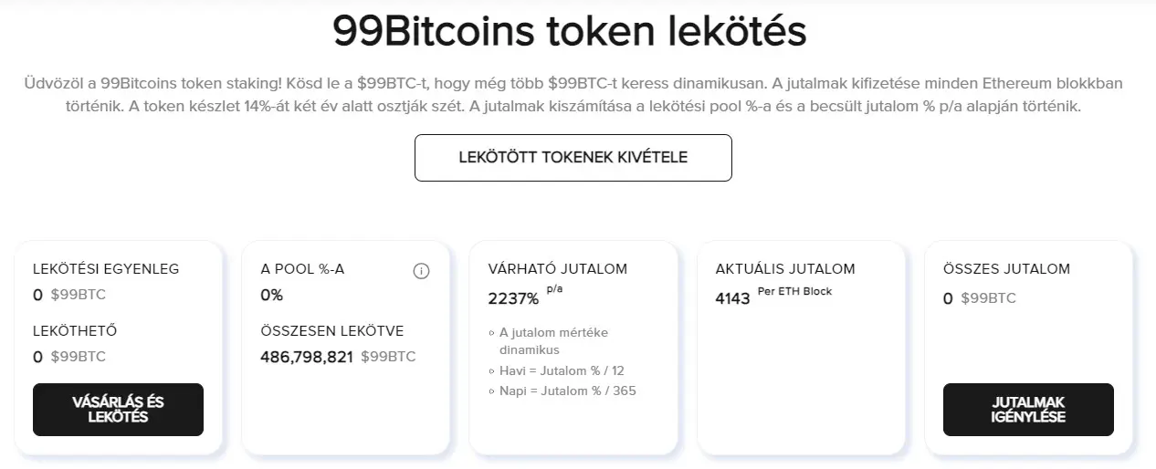 99Bitcoins lekötés