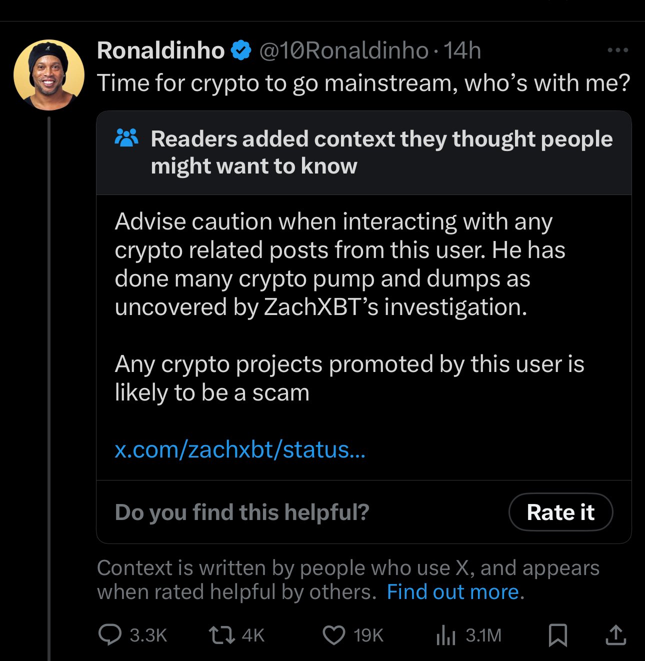 ronaldinho tweet