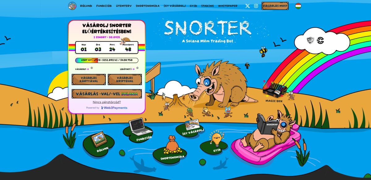 Snorter Token előértékesítés főoldal