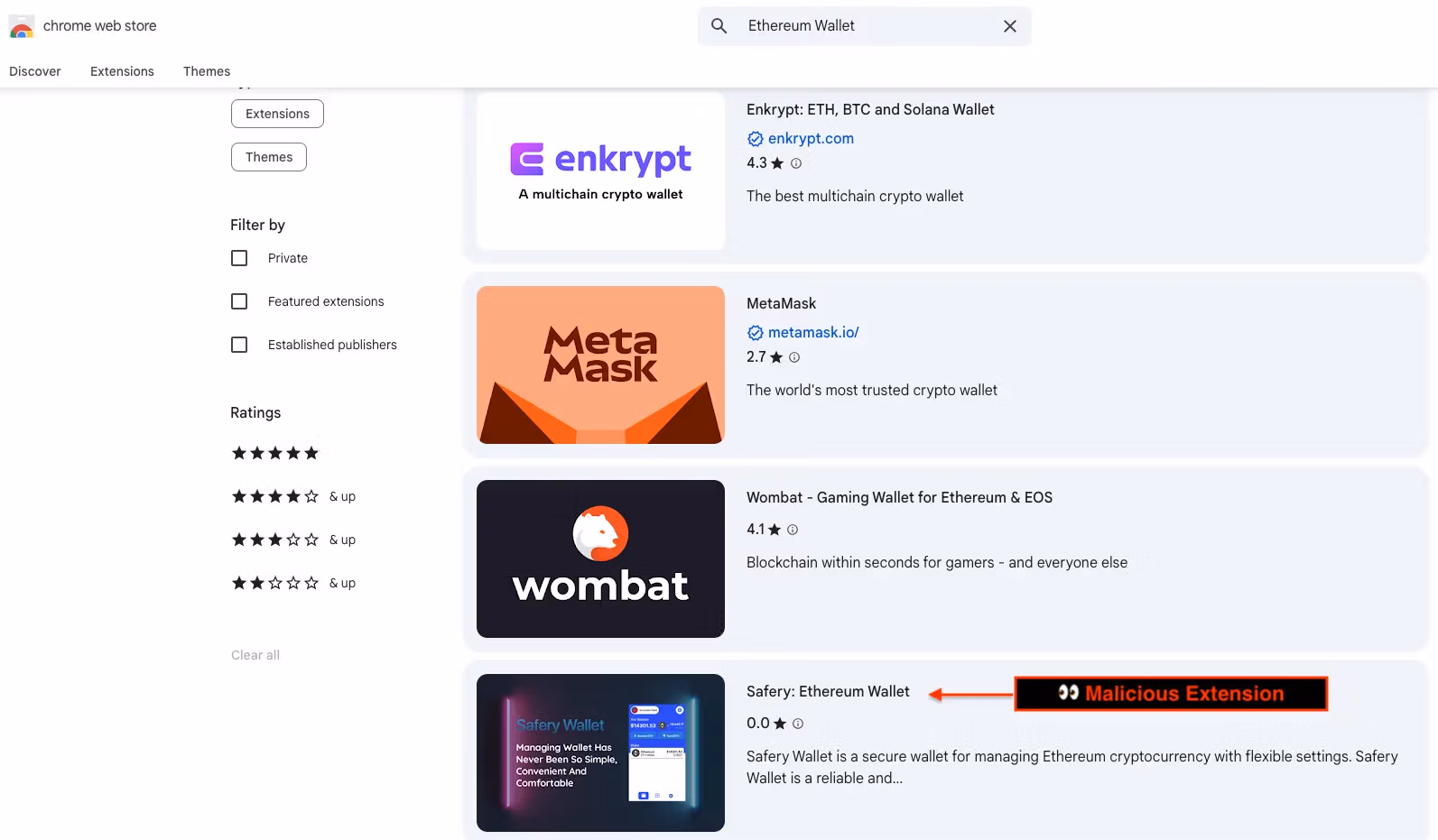 Ethereum-tárca találatok a Chrome webáruházban
