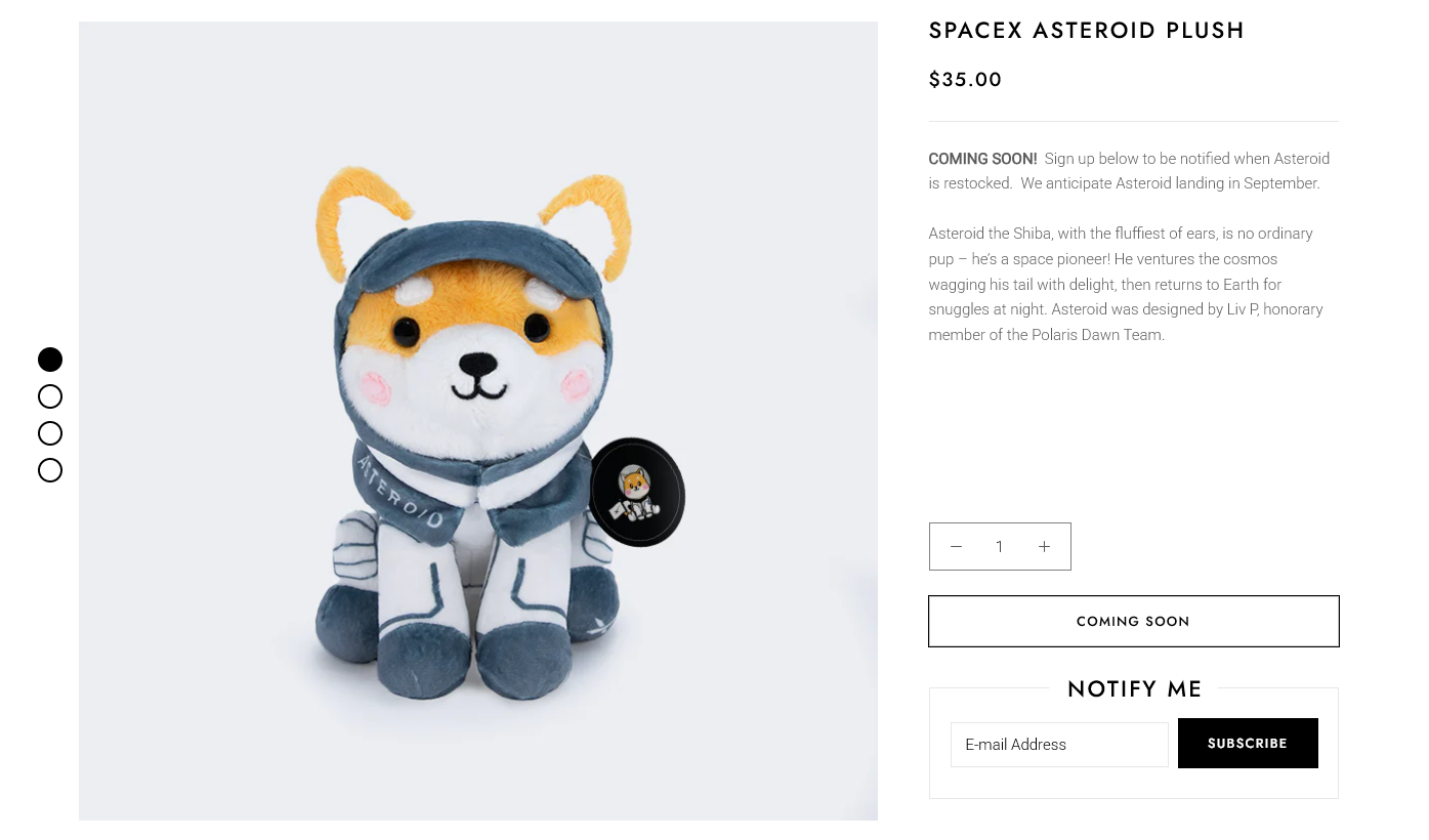 A szóban forgó plüss - Forrás: SpaceX