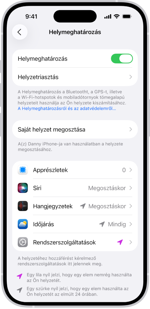iPhone helymeghatározás